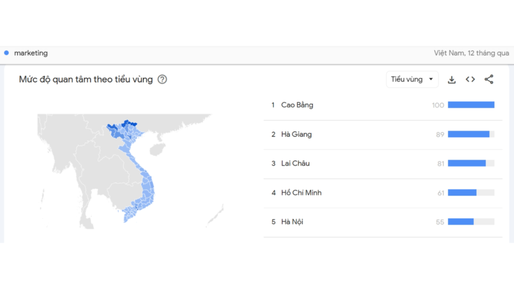 google trends : tìm kiếm theo vùng